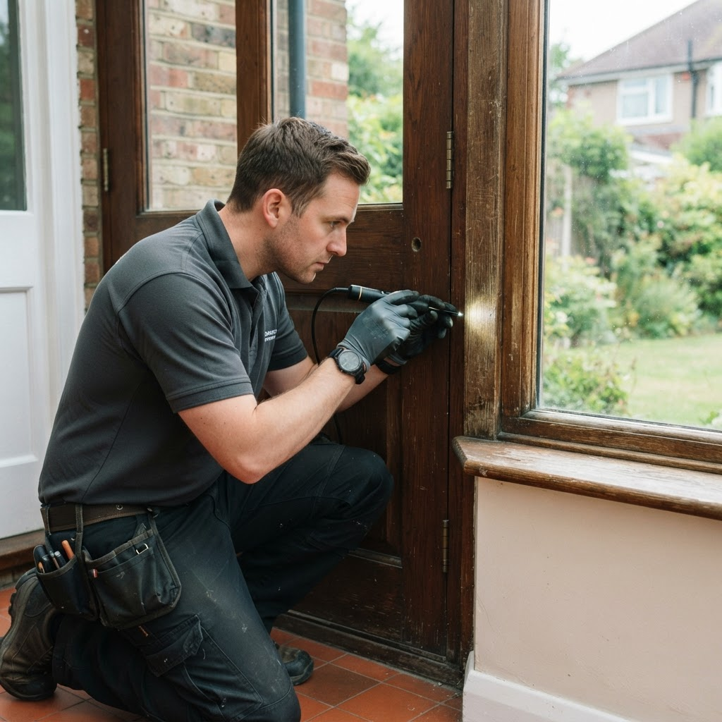 Inspection des encadrements de fenêtres et portes d'une maison